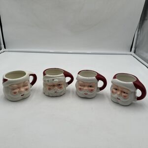 Pottery Barn Set of 4 SANTA CLAUS Winking Face Coffee Mugs CHRISTMAS 2015 NIB